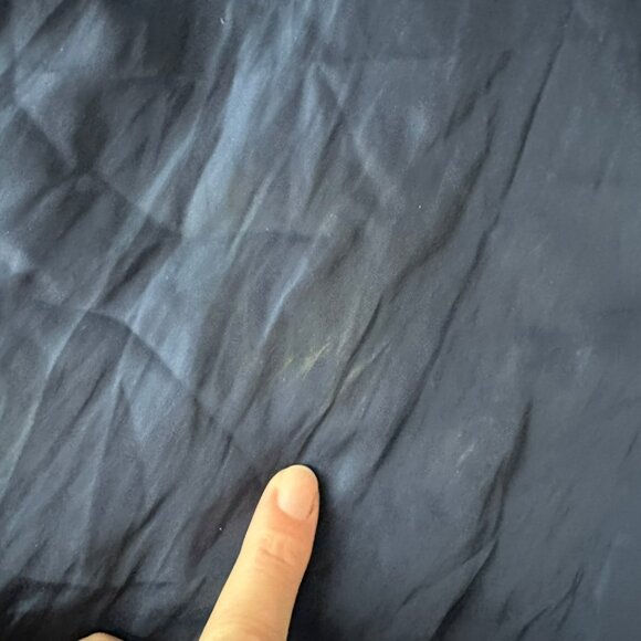 Reiss Womens Size 4 Zaria Drape Navy Satin Dress Sleeveless Ruched Bodycon Mini - Picture 6 of 11